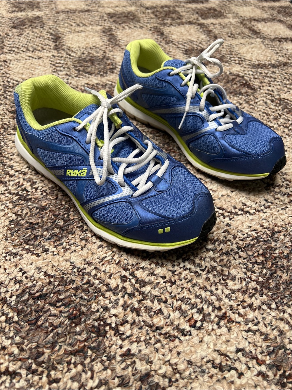 Ryka Blue Athletic Sneakers with Lime Accents